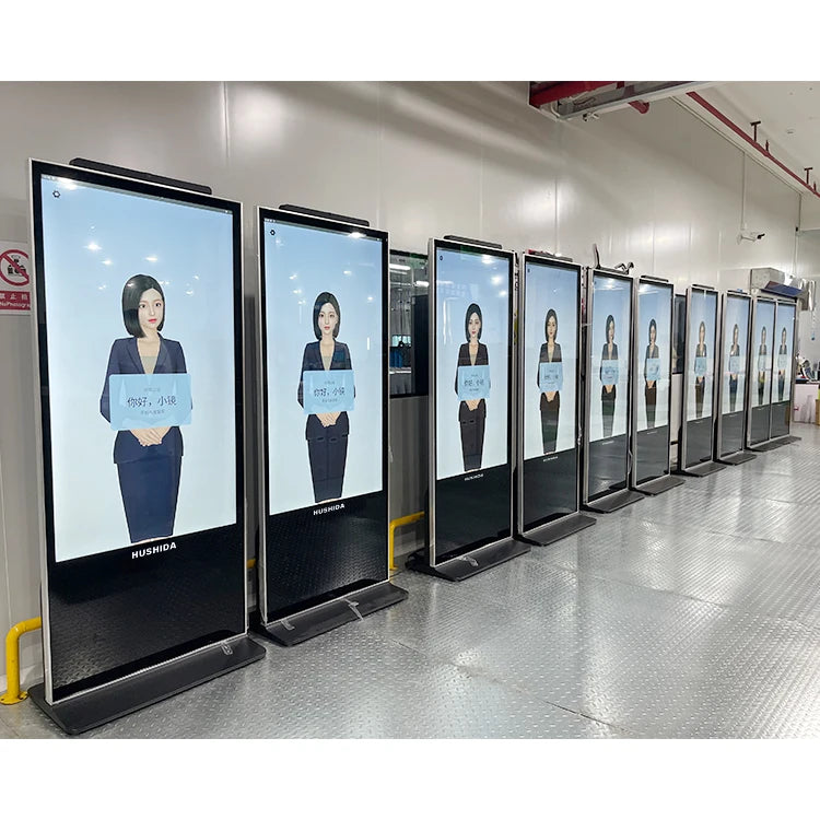 43"/55"/65"/75" Floor-Mounted 4K Ultra HD Vertical Touchscreen Advertising Display with WiFi and CMS Software – Indoor LCD Digital Signage Totem