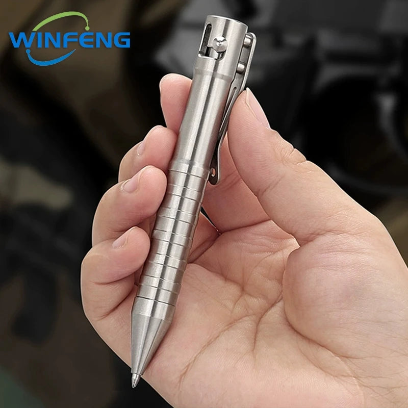 Titanium Tactical Ballpoint Pen – Bolt Action Business Pen with Glass Breaker, Self-Defense Survival EDC Tool
