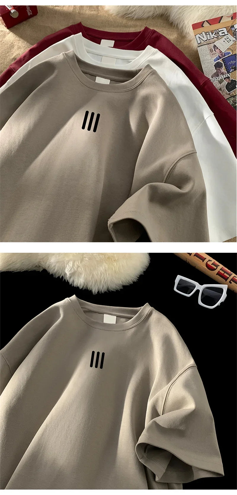 Men's Oversized Cotton T-Shirts – 2024 New Casual Summer Printed Tees, Fashionable and Comfortable, Available in White and 3XL Size.