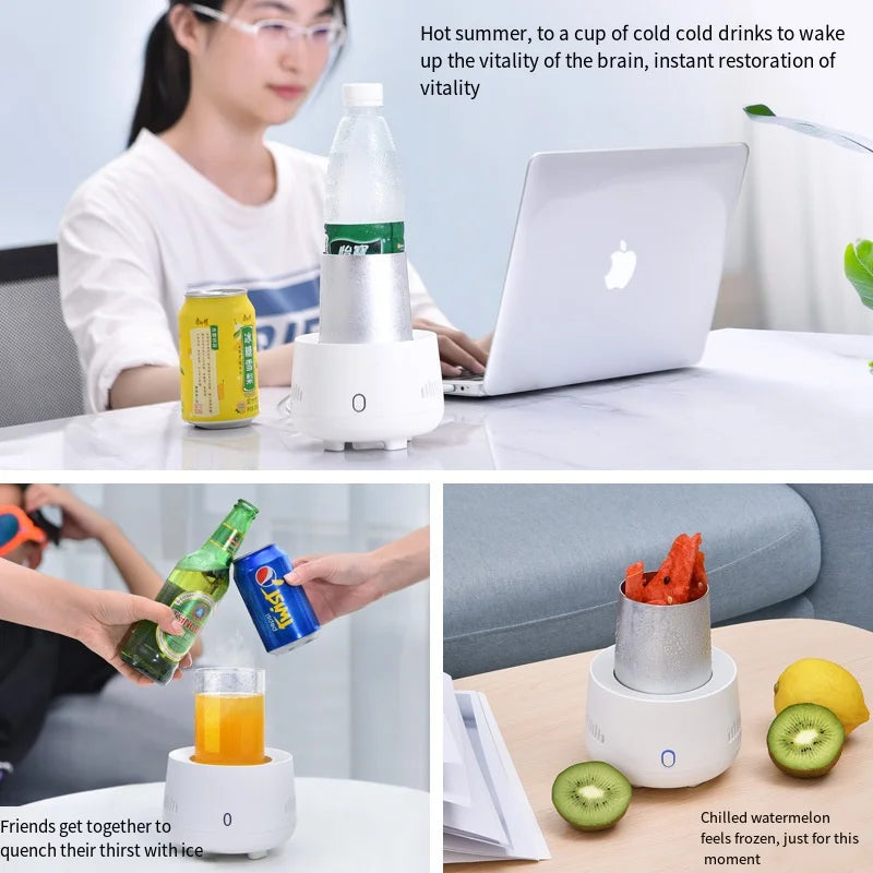 USB Mini Beverage Cooler Cup – Fast Cooling Mug for Soda, Beer, Water & Cans – Portable Drink Chiller for Car & Home Use