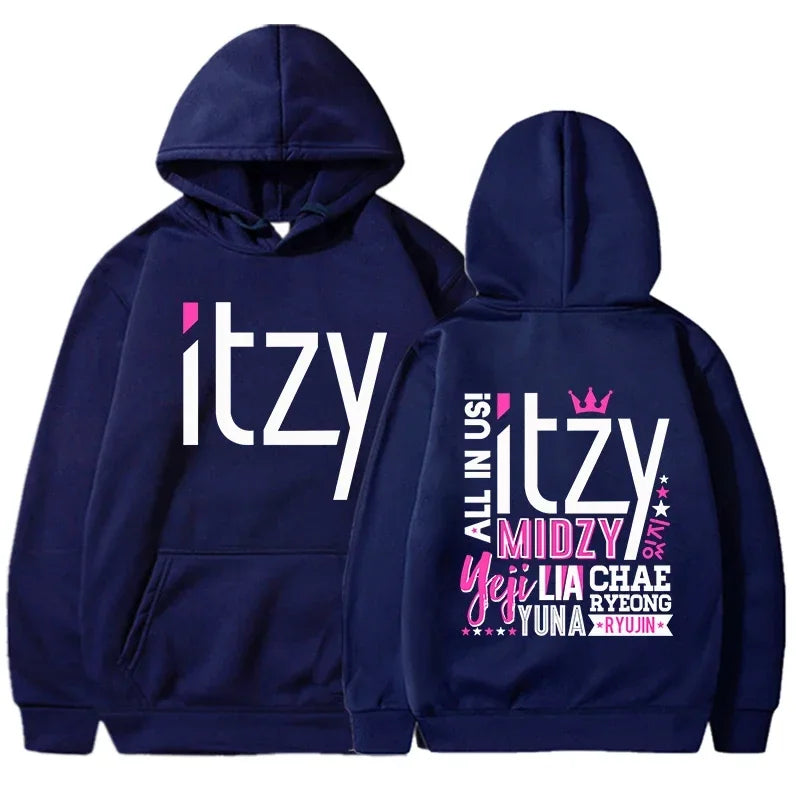 Unisex Kpop ITZY Hoodie – Casual Long Sleeve Printed Sweatshirt for Men & Women | Autumn/Winter Korean Fashion Pullover