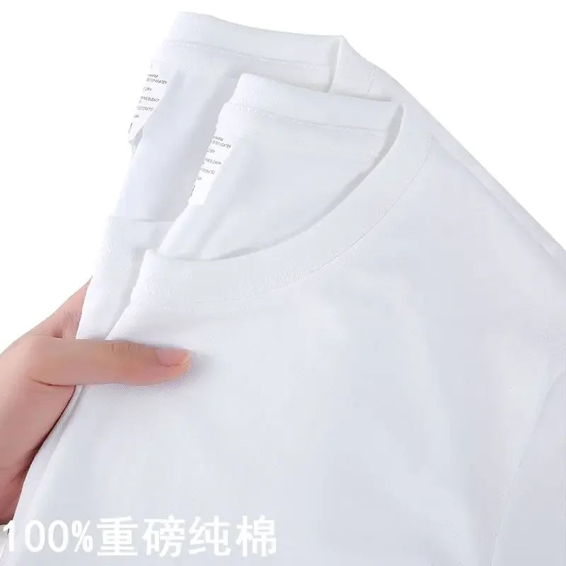 100% Cotton Unisex T-Shirt – Solid Color O-Neck Short Sleeve Tee, Korean Loose Fit (M–4XL)