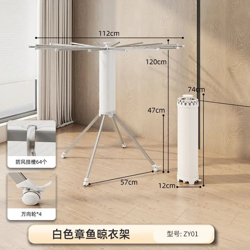 Compact Double-Layer Folding Drying Rack for Floor-to-Ceiling Balcony Use