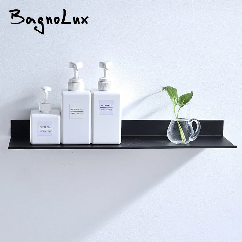Matte Black Wall-Mounted Shelf – Modern Bathroom & Kitchen Storage Rack (30-50cm) – Shower Organizer Wholesale Promotion