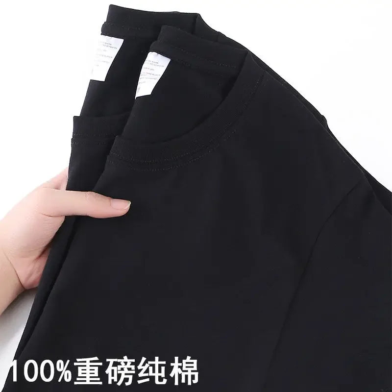 100% Cotton Unisex T-Shirt – Solid Color O-Neck Short Sleeve Tee, Korean Loose Fit (M–4XL)