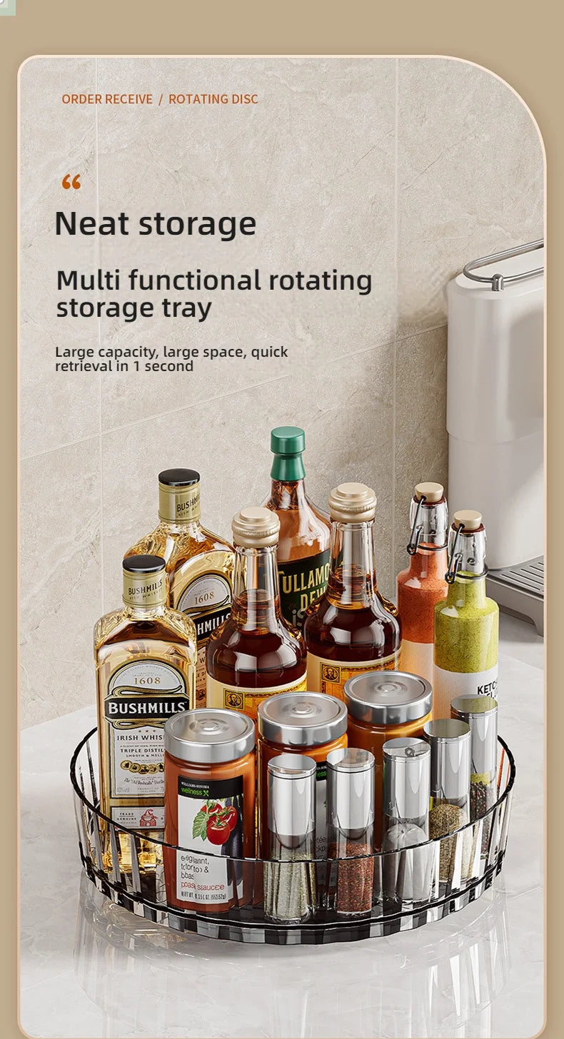360° Rotatable Non-Slip Storage Rack for Kitchen and Bathroom — Spice, Cosmetic, and Cabinet Organizer Tray
