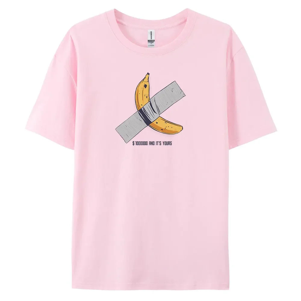 Men's Oversized Casual Banana Print T-Shirt – 100% Cotton Short Sleeve Fashion Tee