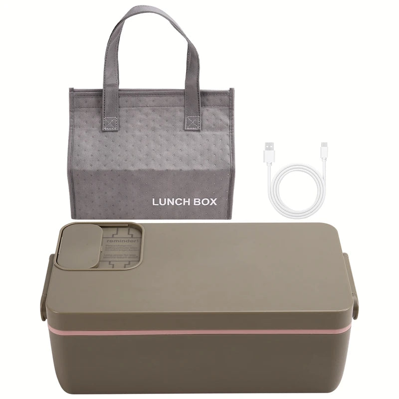 Cordless Electric Heated Lunch Box – 1L Rechargeable Self-Heating Food Container with 304 Stainless Steel Inner