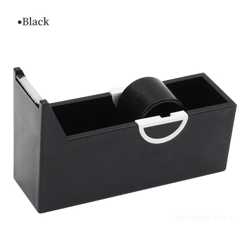 Plastic Roller Tape Dispenser with Cutter – Adhesive Tape Holder for Office, School, and Packing Supplies