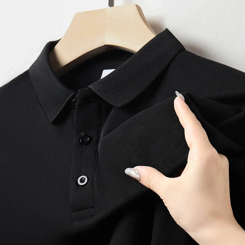 Men's Plain Short-Sleeve Polo Shirt – Summer Casual & Business Wear, Lightweight and Comfortable