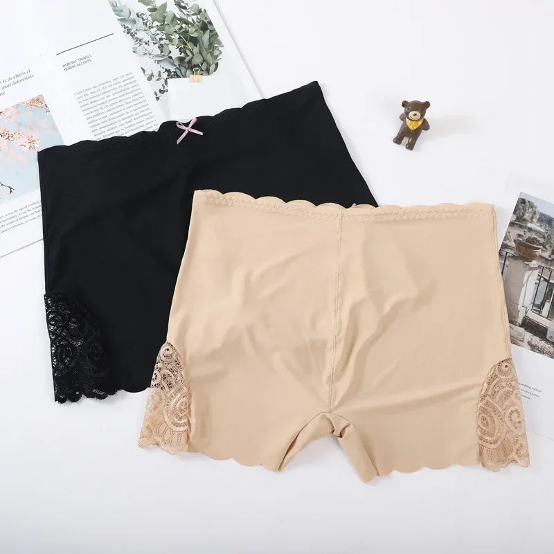 Women's Seamless Safety Shorts – Soft Breathable Modal Under Skirt Tights with Lace Trim
