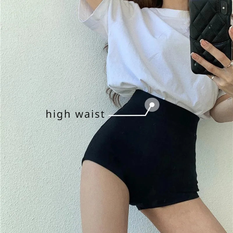 Women's High-Waist Black Shorts – Slim Fit Solid Color Summer Bottoms for Dance, Club, K-pop, and Streetwear Style (Up to 5XL)