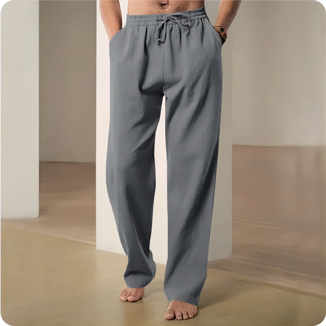 2025 Men's Lightweight Cotton-Linen Blend Casual Pants – Breathable, Comfortable Straight-Fit Trousers for Spring & Summer