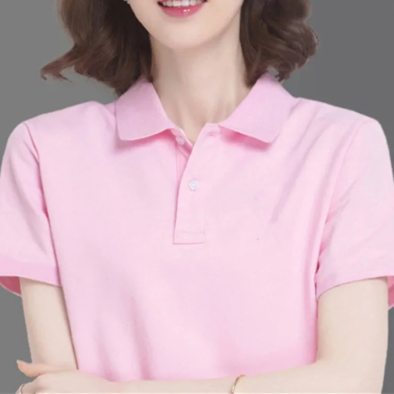 Women's Summer Short Sleeve Polo Shirt – Breathable, Sweat-Absorbing, High-Quality Business Casual Top (S–3XL)