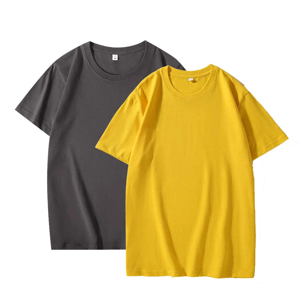 2-Pack Unisex Solid Color T-Shirts – 100% Cotton, Loose Fit, Short Sleeve, Basic Everyday Tees for Men & Women, White & Black Options