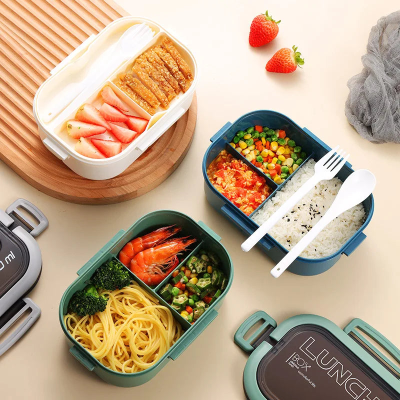 1300ML 4-Compartment Bento Lunch Box with Cutlery – Microwave & Dishwasher Safe, Leakproof Food Container for School, Work & Adults