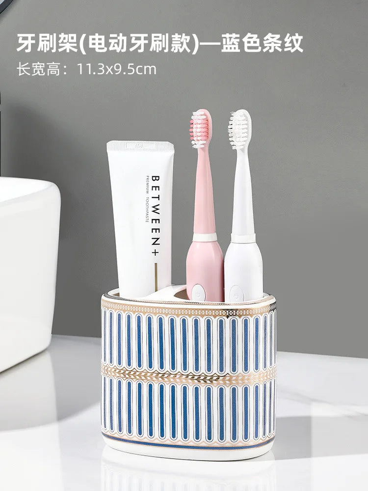 Luxury Ceramic Soap Dish with Irregular Stripes and Perforated Drainage – Household Bathroom Accessory with Washstand Gargle Cup