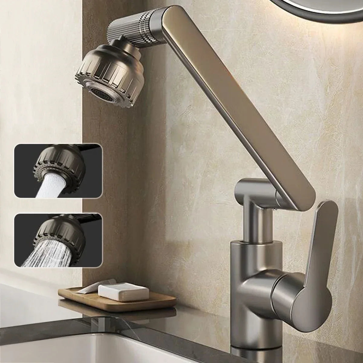 1080° Rotating Basin Faucet – Hot & Cold Multi-Function Booster Tap for Bathroom & Kitchen Use