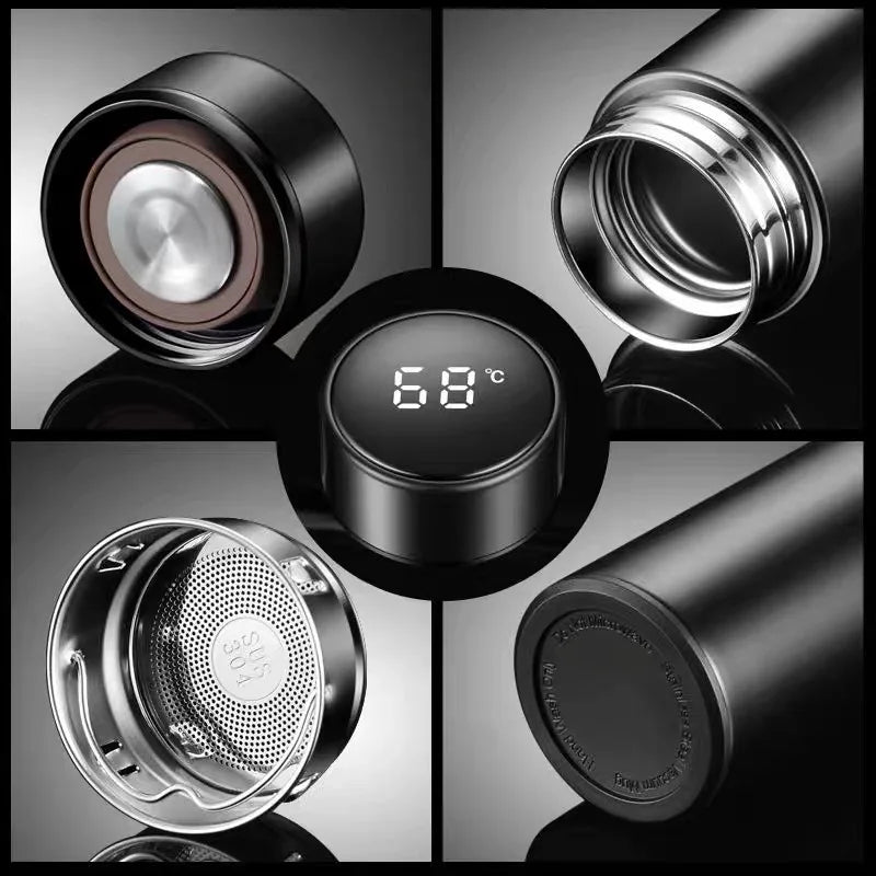 500ML Smart Insulated Thermos Water Bottle – Stainless Steel Vacuum Flask with Touch Temperature Display Digital Mug
