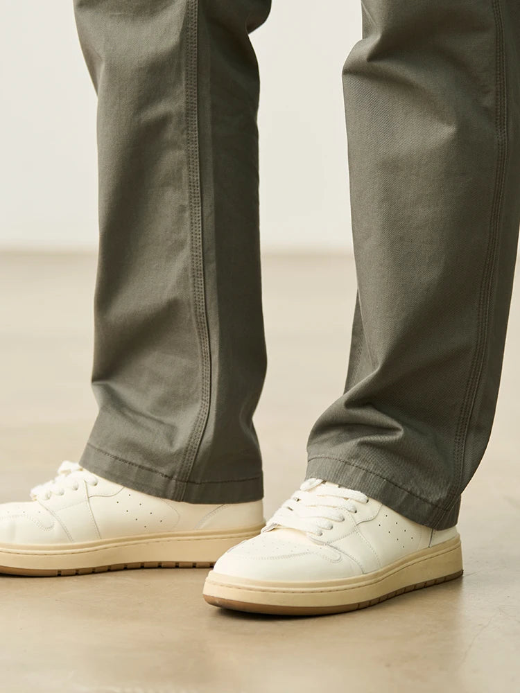 SIMWOOD 2025 Spring-Summer Men's Loose Straight Chinos – 100% Cotton, 320gsm, Smart Casual Lightweight Trousers