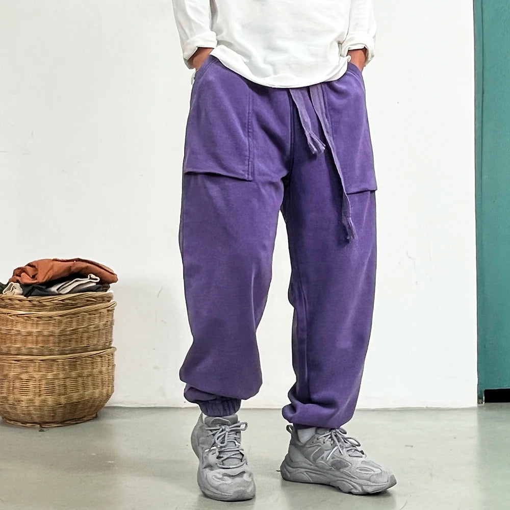 Premium Plus-Size Men's Sweatpants, Loose Fit Streetwear Joggers, Korean Style Baggy Harajuku Trousers