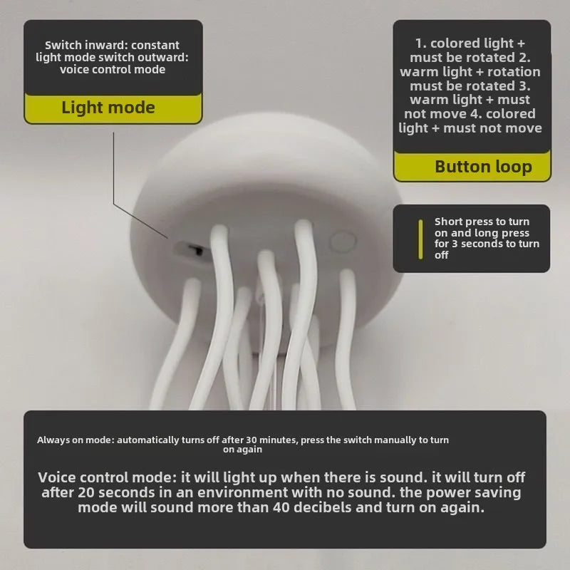 Creative Jellyfish Night Light with Voice & Motion Sensor – Hanging Ambient Lamp for Bedroom Decor & Gifts
