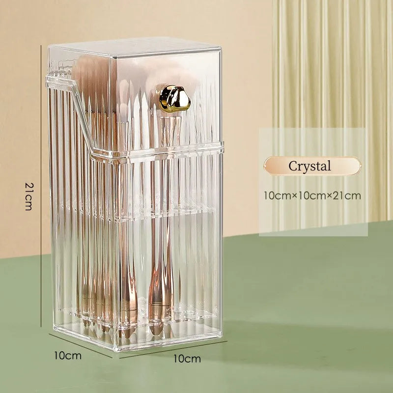 Dustproof Makeup Organizer Box – Lipstick, Brush, Skincare & Palette Storage for Desktop Use
