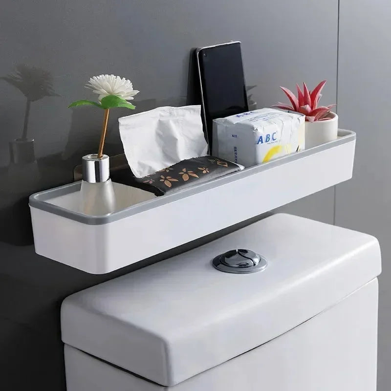 1pc Wall-Mounted Bathroom Storage Cabinet – No-Drill White Organizer Shelf for Above Toilet Use