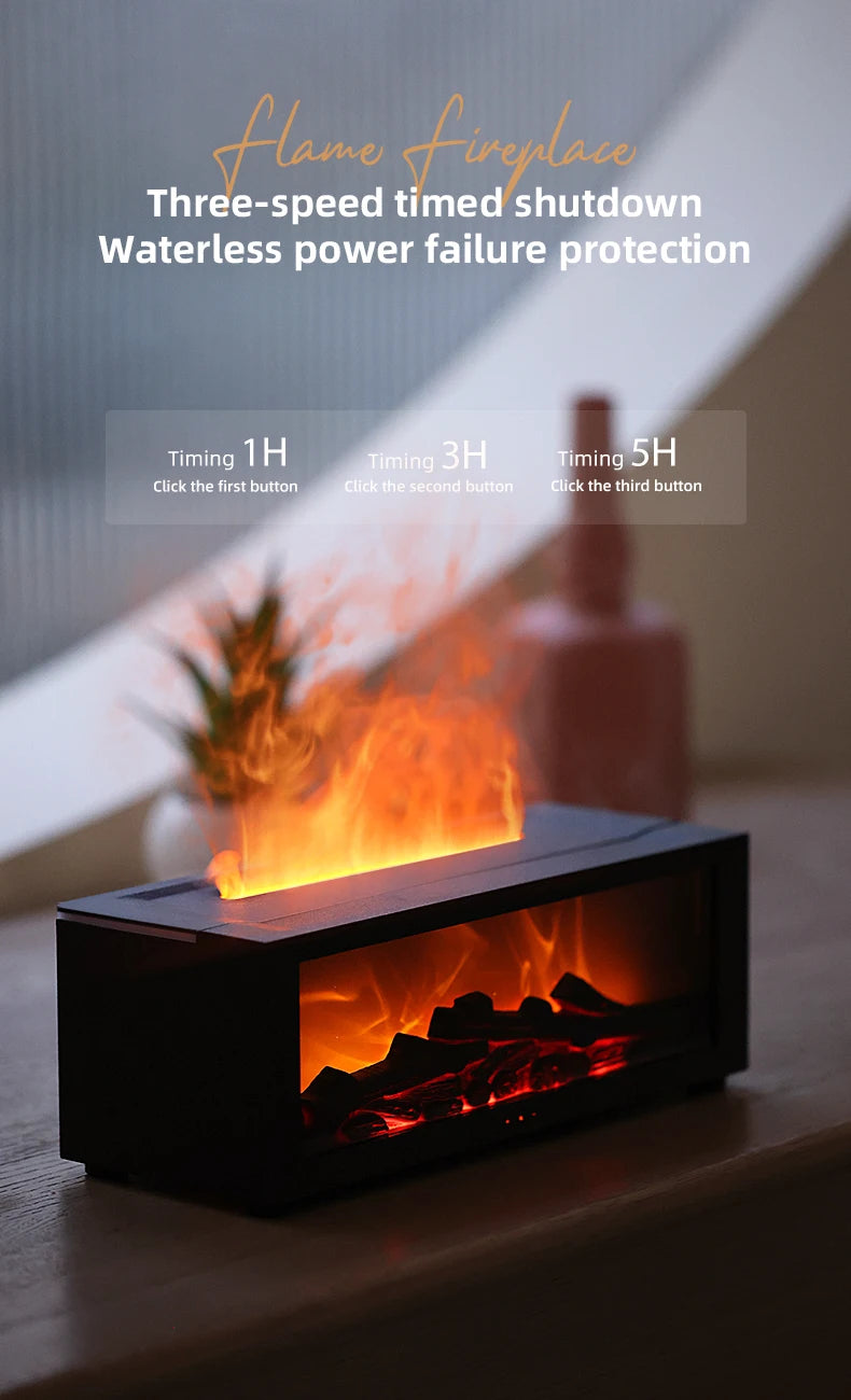 3D Flame Essential Oil Diffuser with Colorful Fireplace Aromatherapy Humidifier and Remote Control