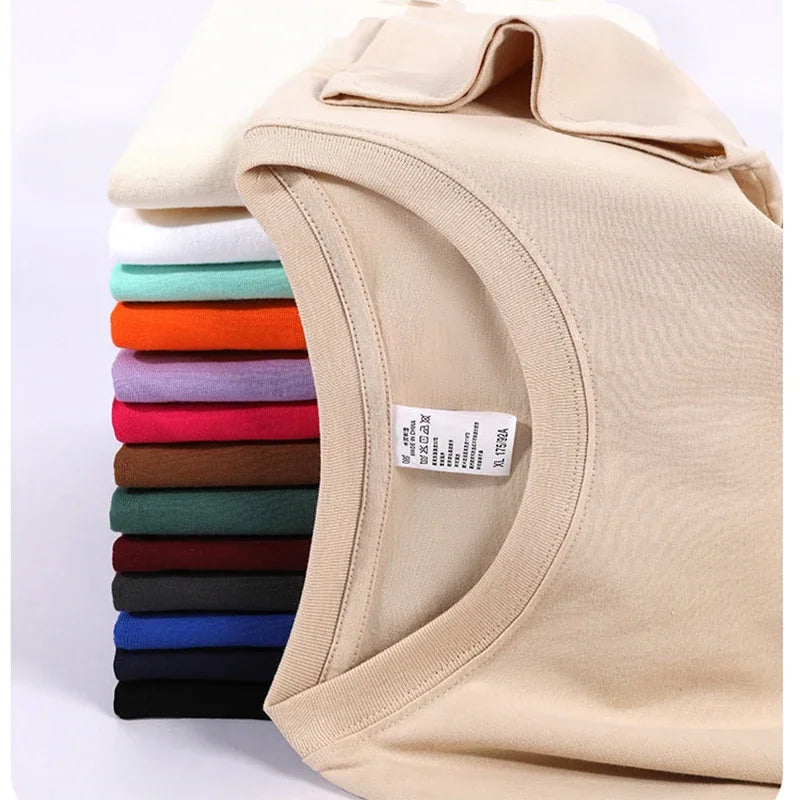 Unisex 100% Cotton Summer T-Shirt – Casual Loose Fit, Breathable Solid Color Tee for Men & Women