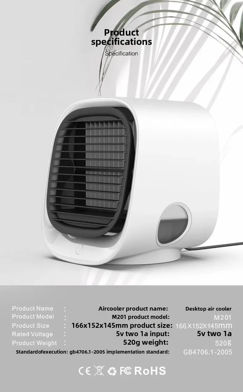 Portable Mini Air Conditioner – Personal Evaporative Cooler with 3-Speed Fan, Compact Desk Cooling Fan for Office, Home, or Car Use
