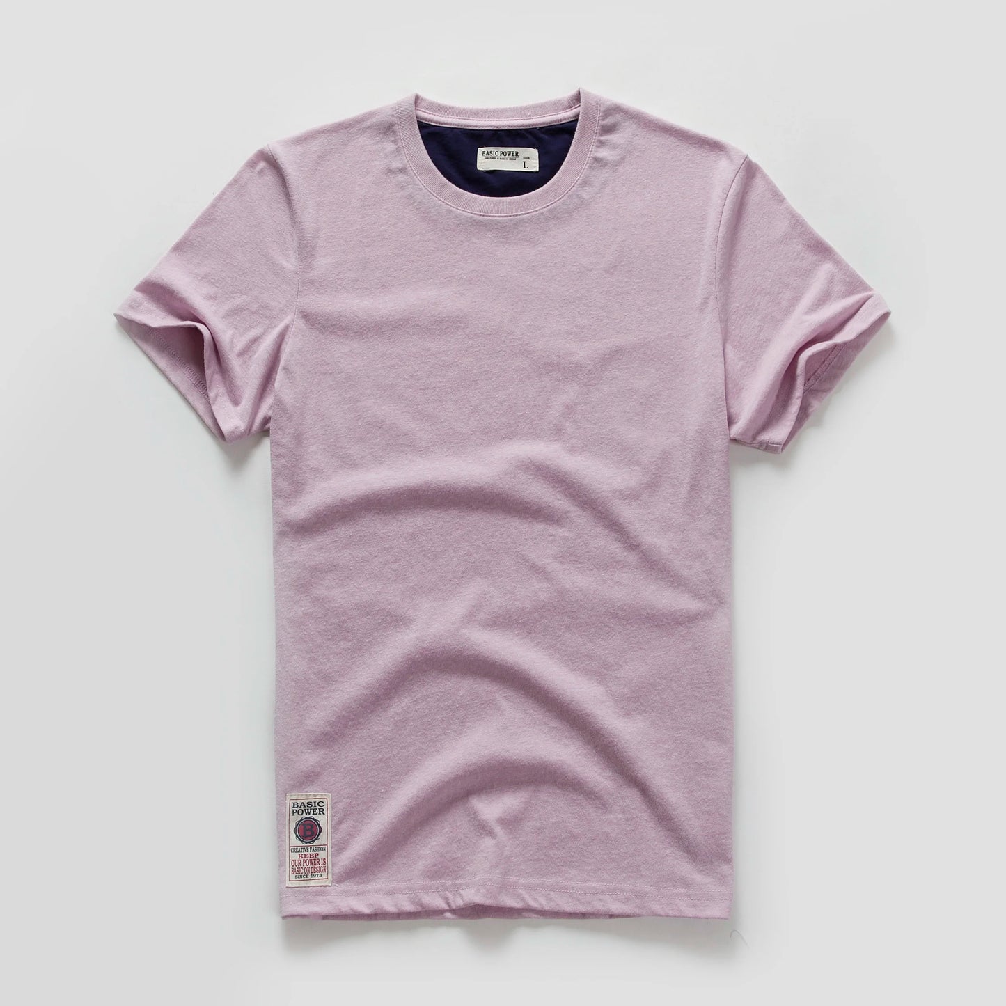 New Men's Cotton Solid Color Short Sleeve T-Shirt – Multi Pure Colors, Fancy Yarn Fabric in Wine, White, and Blue