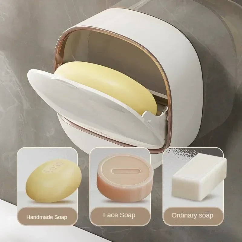 Non-Drilling Soap Box with Drainage – Portable Laundry Soap Storage Organizer