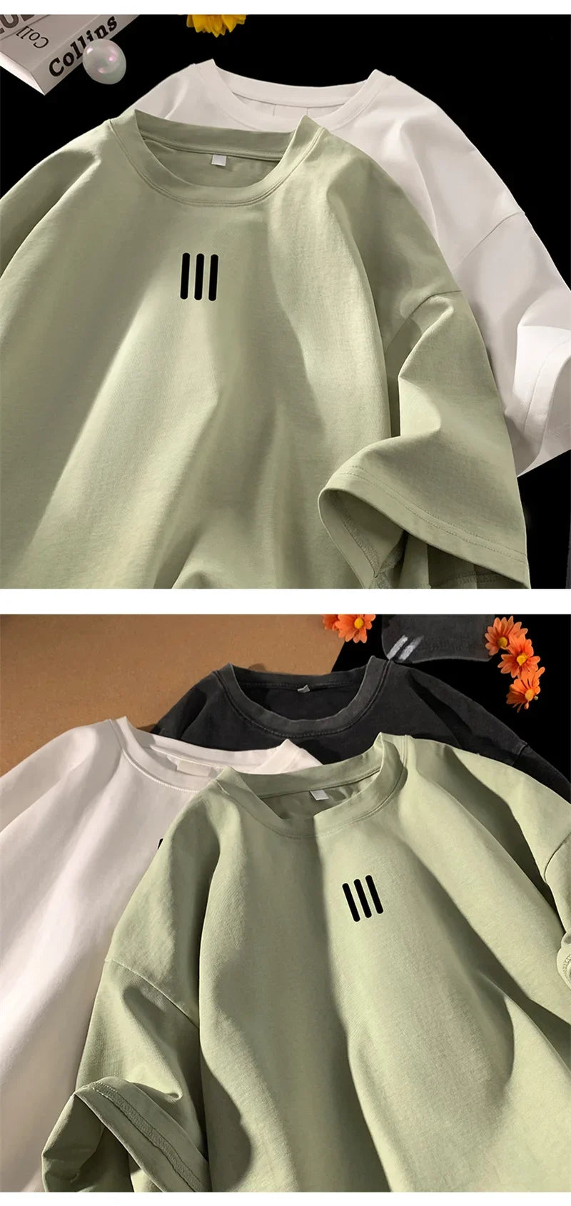 Men's Oversized Cotton T-Shirts – 2024 New Casual Summer Printed Tees, Fashionable and Comfortable, Available in White and 3XL Size.
