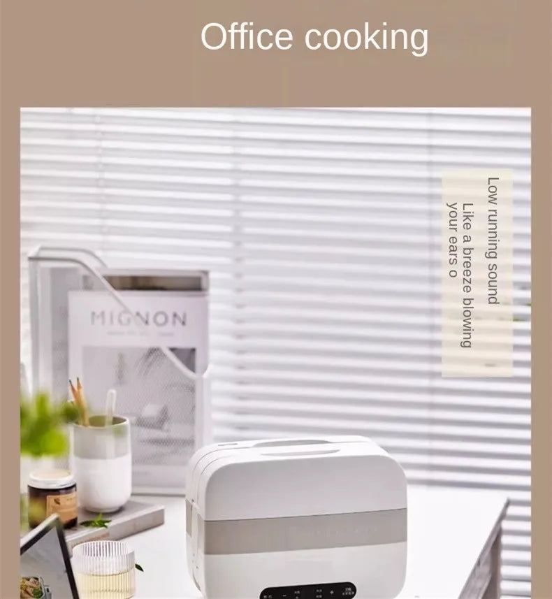 Portable Electric Lunch Box with Self-Heating, 220V Rice Cooker and Multi-Function Food Steamer