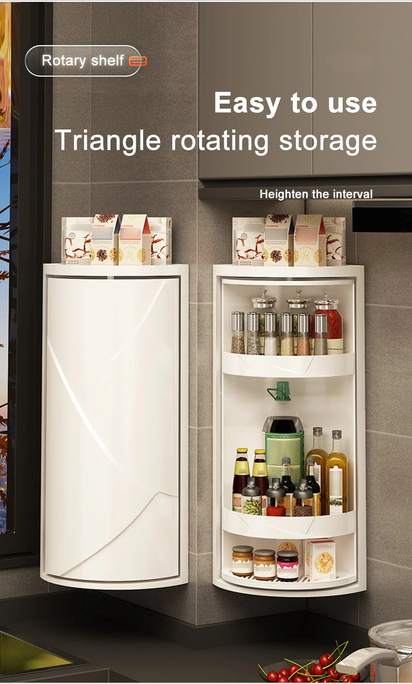 Adjustable Rotating Kitchen Shelf – Multi-Layer Spice Rack & Bottle Organizer for Corner Storage