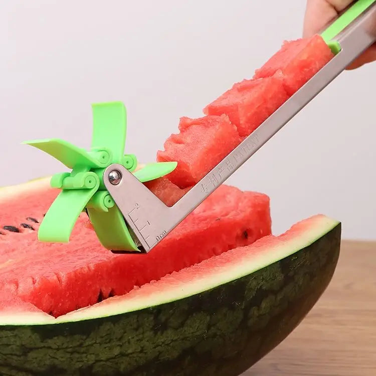 Stainless Steel Watermelon Slicer with Windmill Blade – Easy Fruit Cutter & Salad Tool for Kitchen