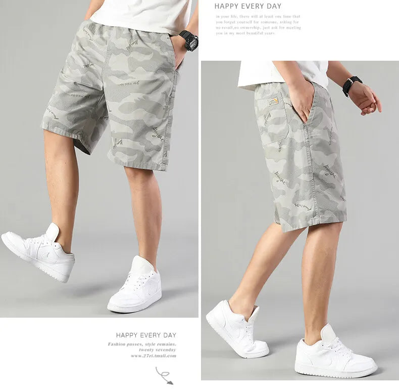 Men’s Relaxed Fit Sweat Shorts – Elastic Waist Cotton Cargo Gym Shorts with Drawstring, Casual and Comfortable