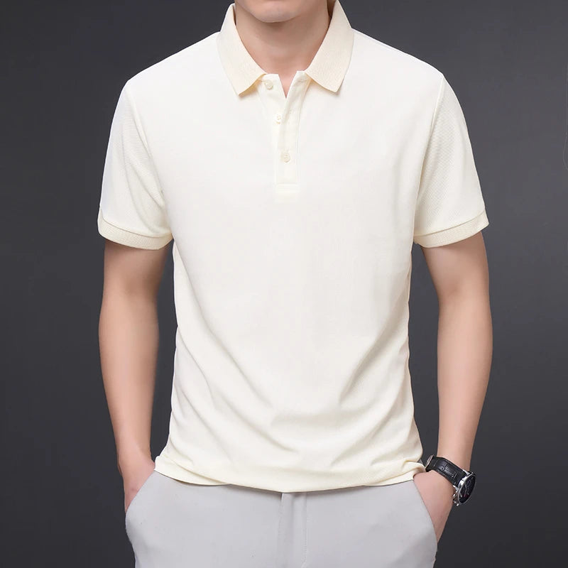 Men's Plain Short-Sleeve Polo Shirt – Summer Casual & Business Wear, Lightweight and Comfortable