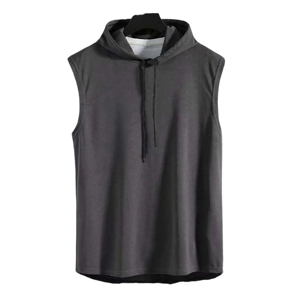 Men’s Sleeveless Gym Hoodie – Lightweight Summer Sports Vest with Hood | Casual Fitness Tank Top