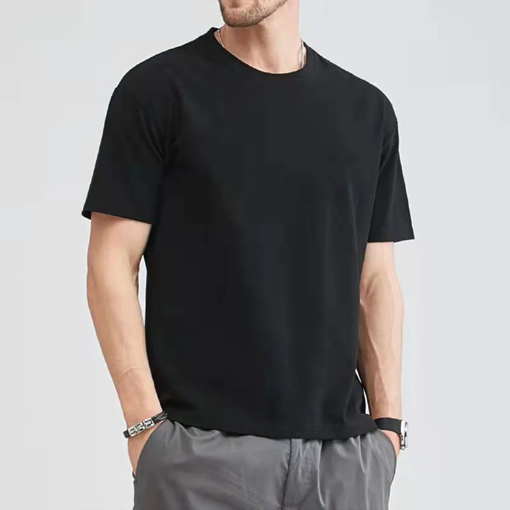 Unisex Loose Fit Cotton T-Shirt – Solid Color, Short Sleeve, Casual O-Neck Basic Tee for Summer 