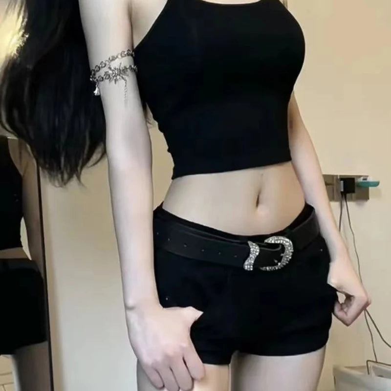Low-Waist European Denim Shorts for Women – Summer Y2K Streetwear, Solid Color, Sexy & Versatile Hot Pants