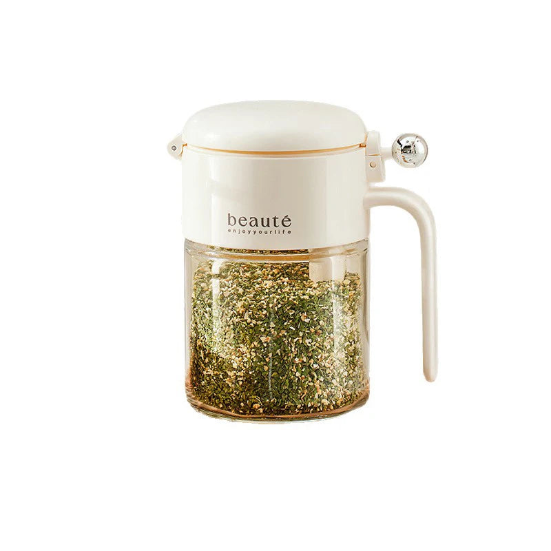 Moisture-Resistant Sealed Glass Spice Jar with Spoon – Kitchen Salt Container and Shaker