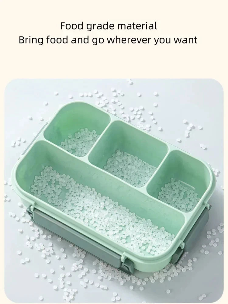 1300ML 4-Compartment Bento Lunch Box with Cutlery – Microwave & Dishwasher Safe, Leakproof Food Container for School, Work & Adults