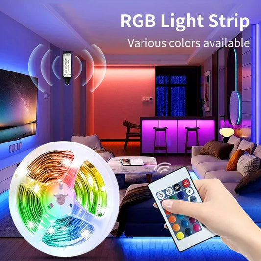 24V RGB USB LED Strip Light with 24-Key IR Remote – Flexible SMD3535 Light Strip for TV Backlighting & Room Decoration