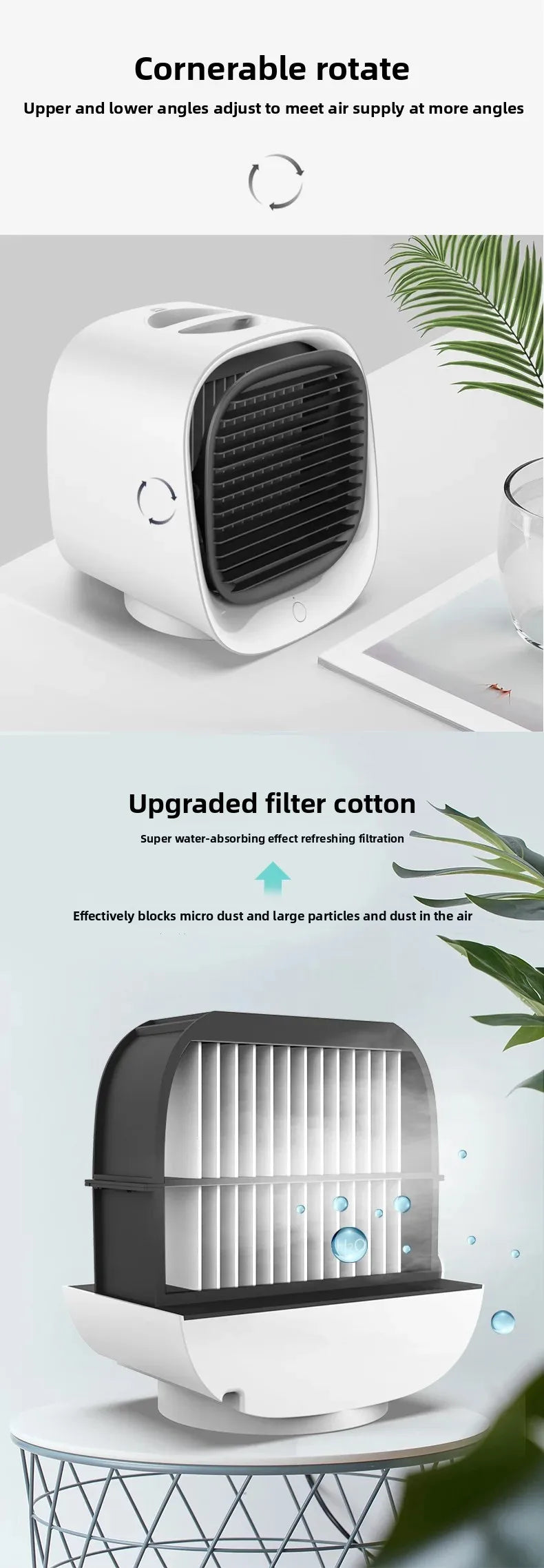 Portable Mini Air Conditioner – Personal Evaporative Cooler with 3-Speed Fan, Compact Desk Cooling Fan for Office, Home, or Car Use
