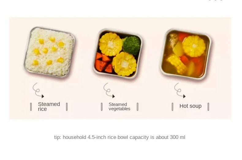 Portable Electric Lunch Box with Self-Heating, 220V Rice Cooker and Multi-Function Food Steamer