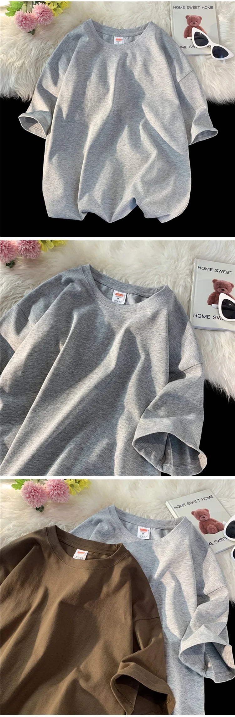 Unisex Oversized Heavyweight Cotton T-Shirt – 260gsm Basic Solid Color Hip-Hop Style Summer Tee