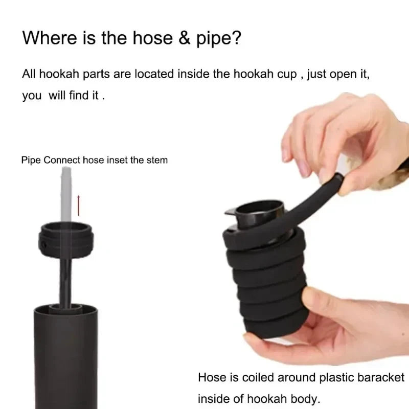 Portable Car Hookah Set with Ceramic Bowl, Acrylic Shisha Pipe & Hose – Travel-Friendly Chicha Smoking Accessory