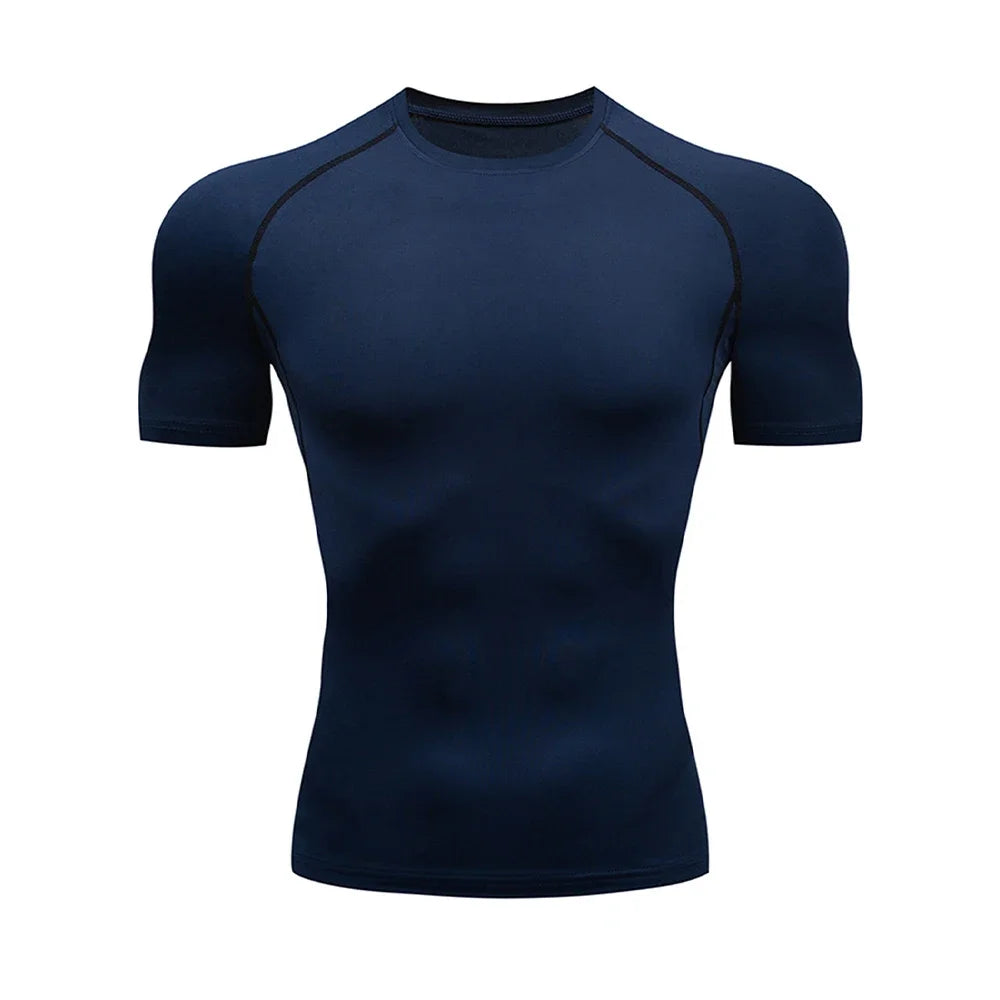 Men’s Summer Compression Workout T-Shirt – Tight-Fit Quick-Dry Athletic Tee for Gym, Running, and Fitness Training